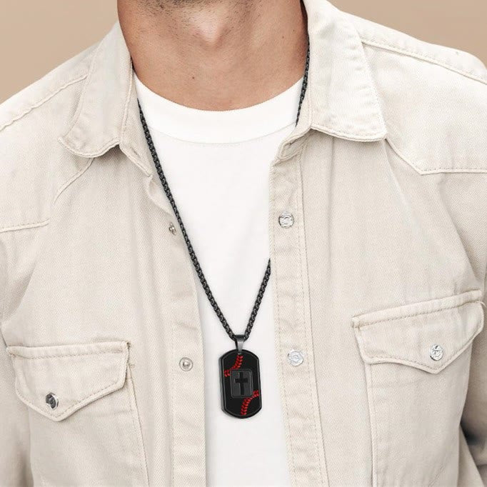 Polished Baseball Dog Tag with Scripture
