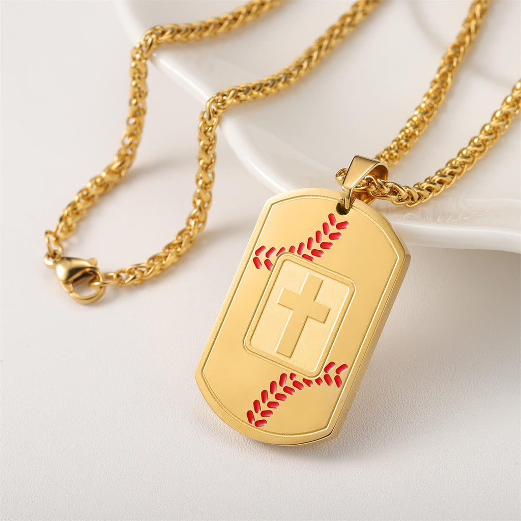 Polished Baseball Dog Tag with Scripture