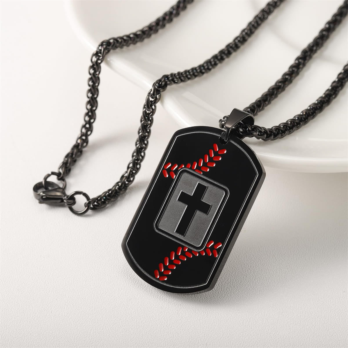 Polished Baseball Dog Tag with Scripture