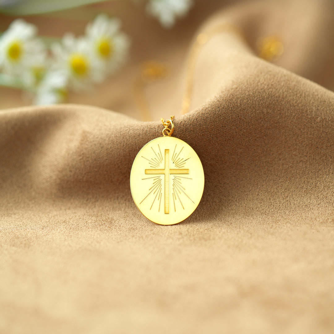 Radiant Cross Disc Necklace