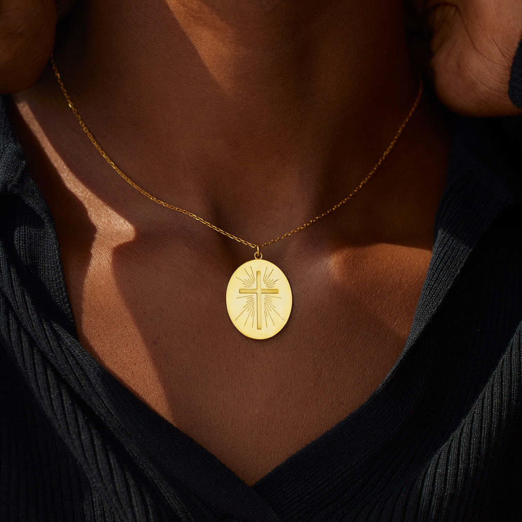 Radiant Cross Disc Necklace