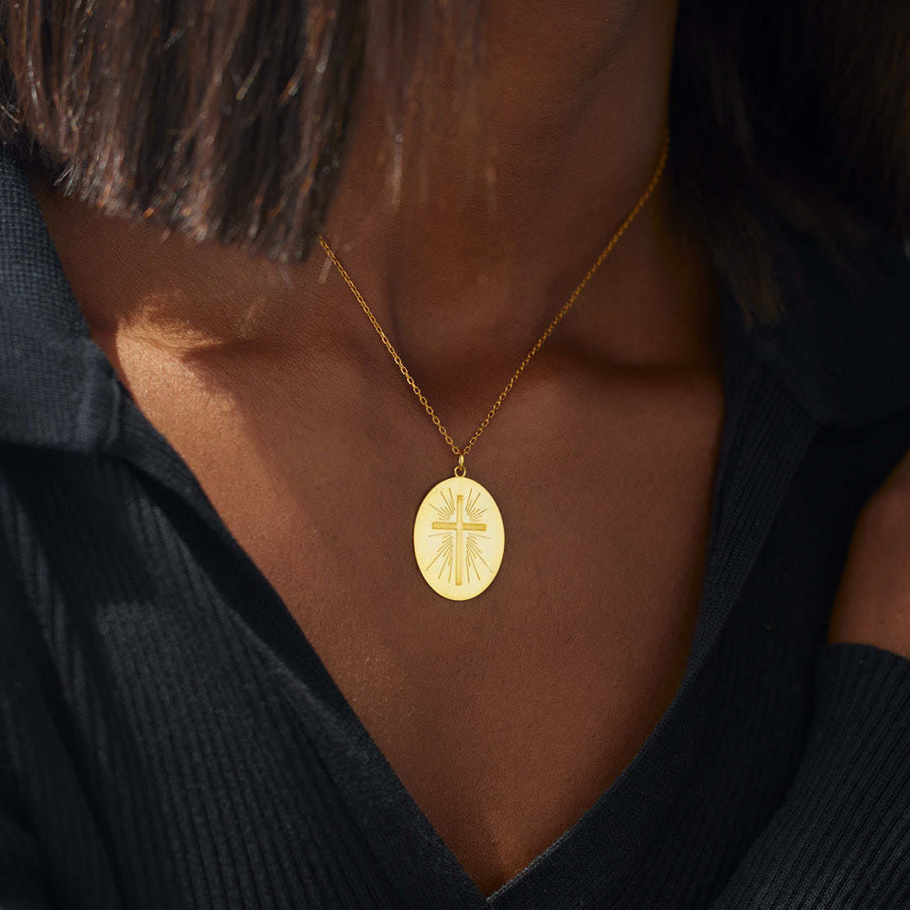 Radiant Cross Disc Necklace
