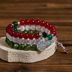 Christmas Jade Agate Rosary Bracelet