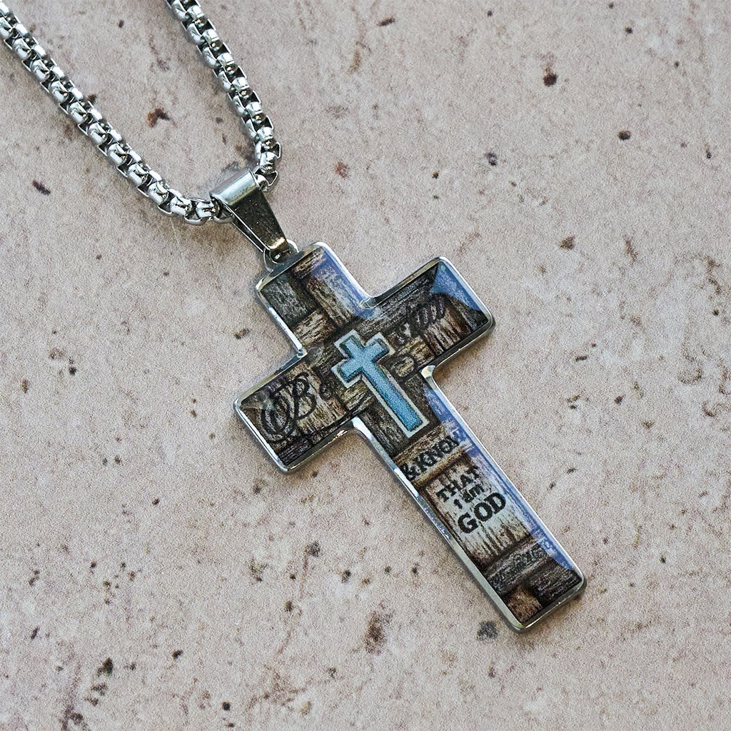 Stained-Image Cross Necklace