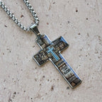 Stained-Image Cross Necklace