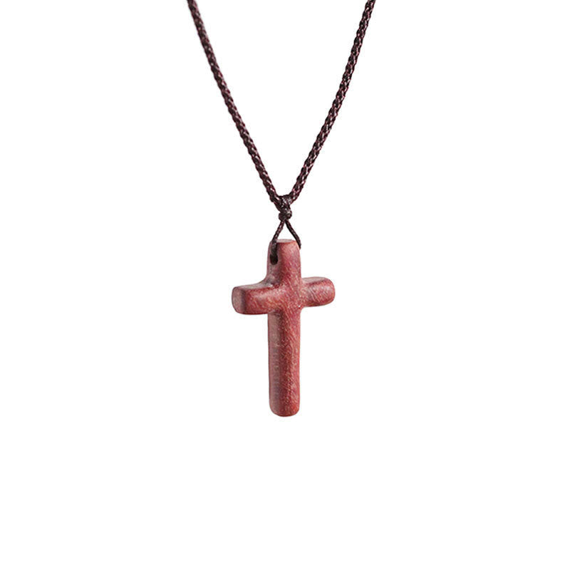 Handcrafted Red Sandalwood Cross Necklace