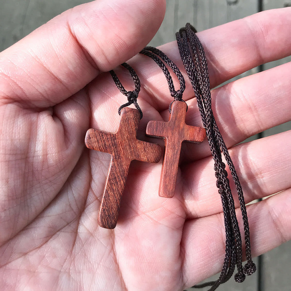 Handcrafted Red Sandalwood Cross Necklace