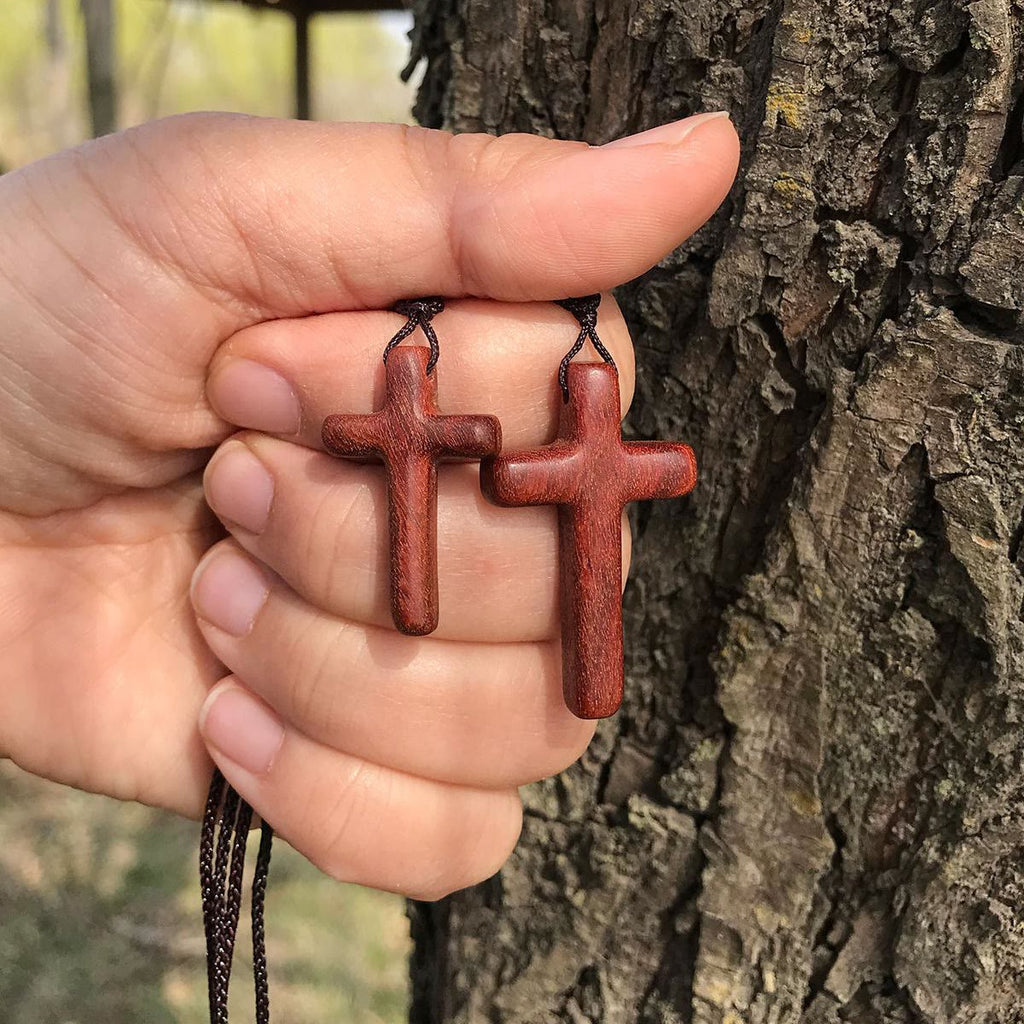 Handcrafted Red Sandalwood Cross Necklace