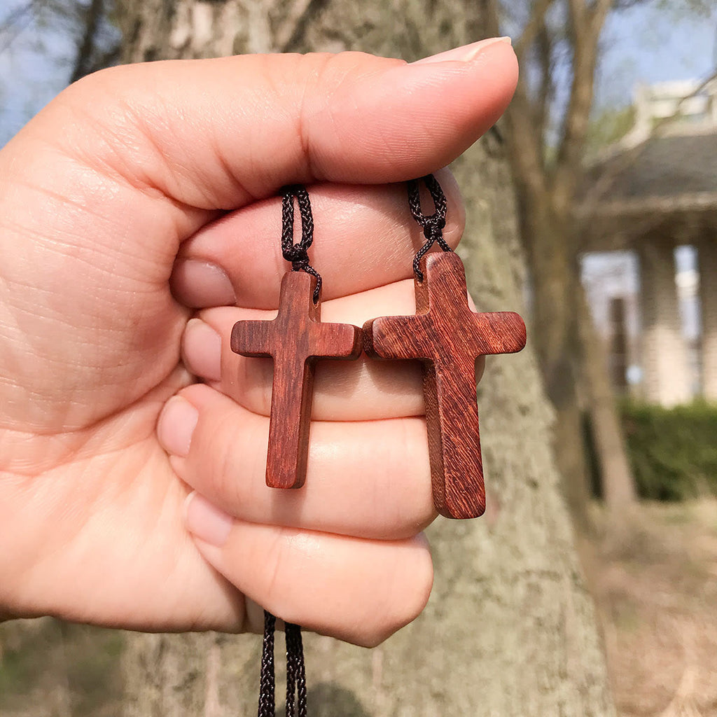 Handcrafted Red Sandalwood Cross Necklace