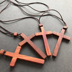 Red & Green Sandalwood Cross Necklace