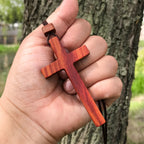 Red & Green Sandalwood Cross Necklace