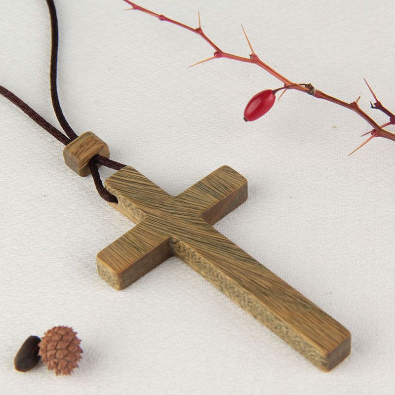 Red & Green Sandalwood Cross Necklace