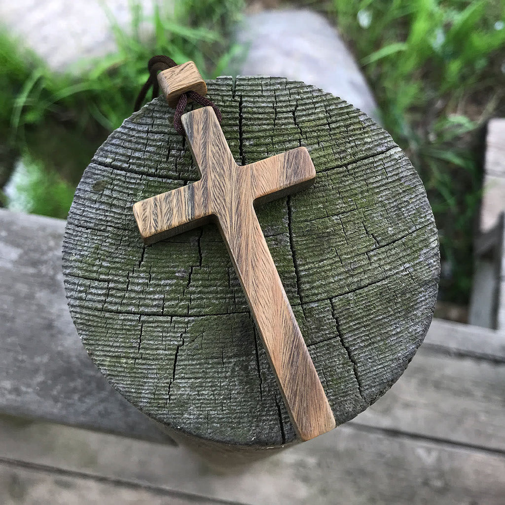 Red & Green Sandalwood Cross Necklace