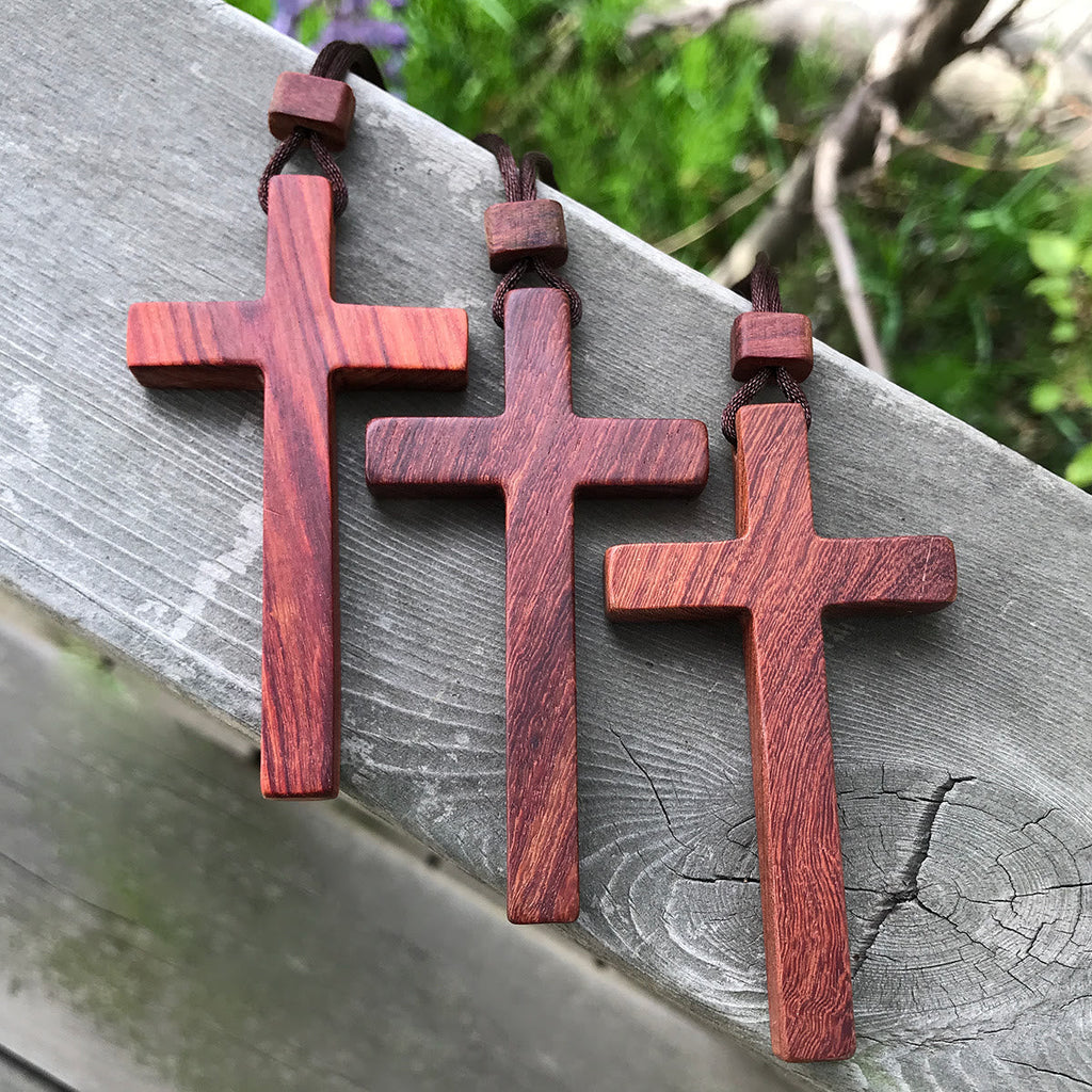 Red & Green Sandalwood Cross Necklace