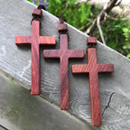 Red & Green Sandalwood Cross Necklace