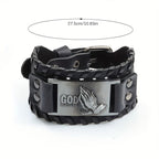 Praying-Hands Leather Bracelet