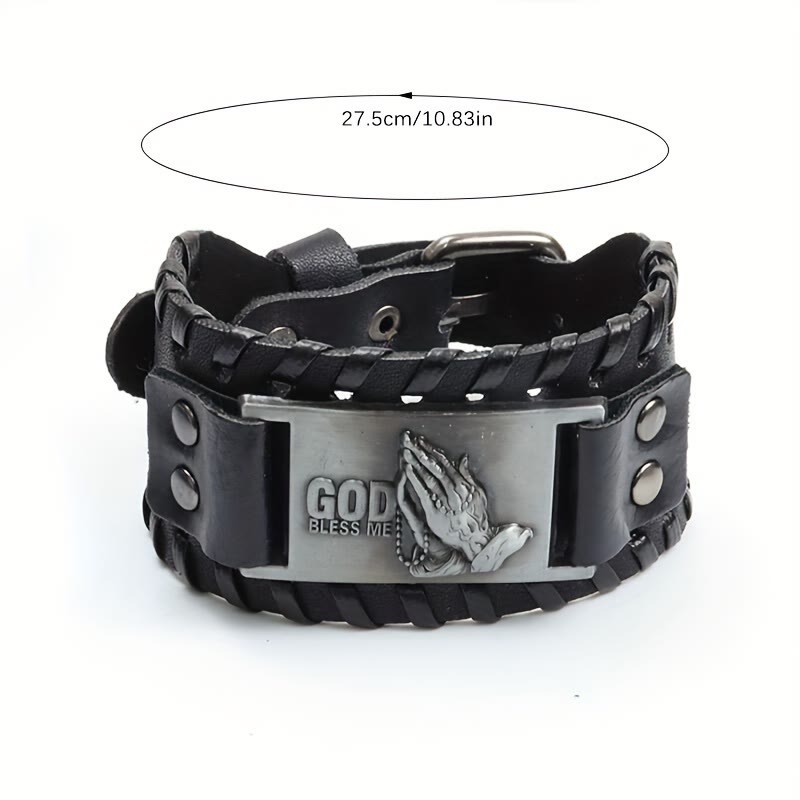 Praying-Hands Leather Bracelet