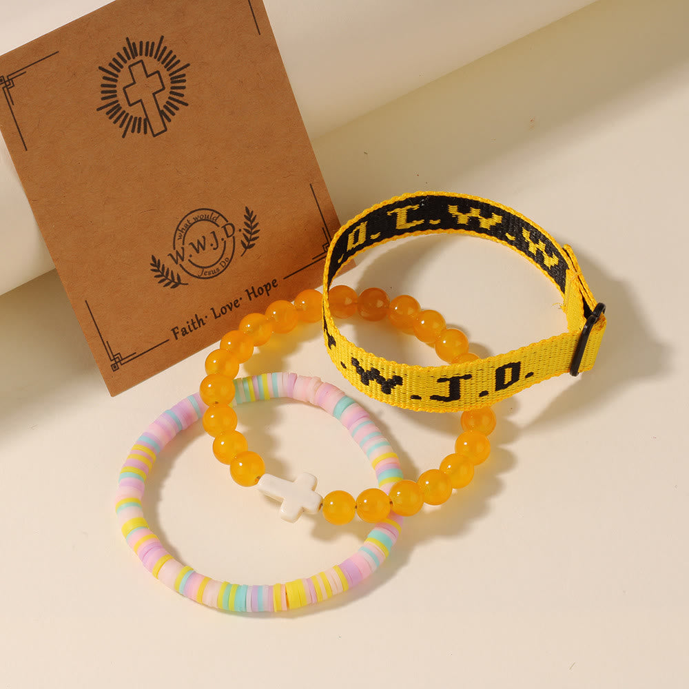 Faith Prompt Bracelet with Cross Bead & WWJD Card