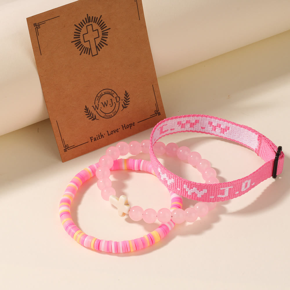 Faith Prompt Bracelet with Cross Bead & WWJD Card