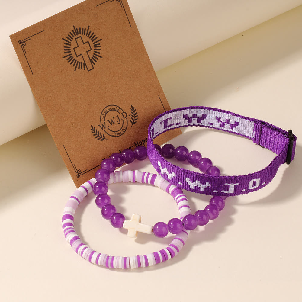 Faith Prompt Bracelet with Cross Bead & WWJD Card