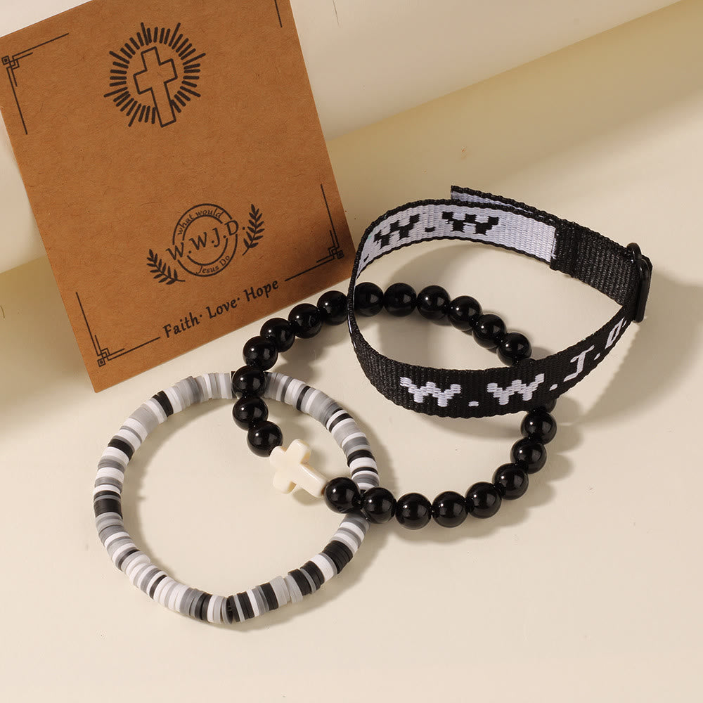 Faith Prompt Bracelet with Cross Bead & WWJD Card