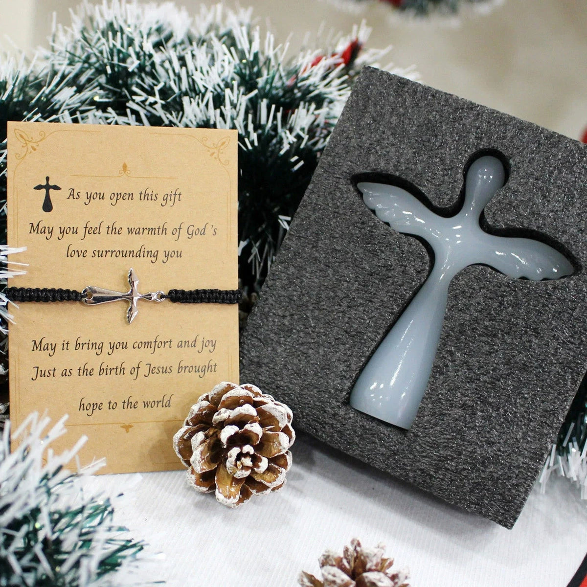 Cross Bracelet & Guardian Angel Cross Set