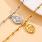 Our Lady Medal with Cross Accent Bracelet