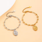 Our Lady Medal with Cross Accent Bracelet