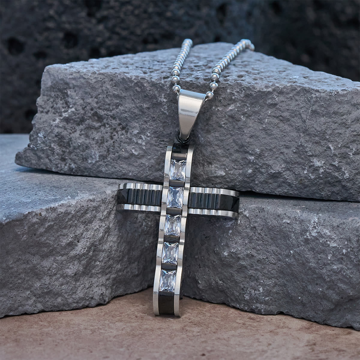 4-Color Alloy Zircon Cross Necklace