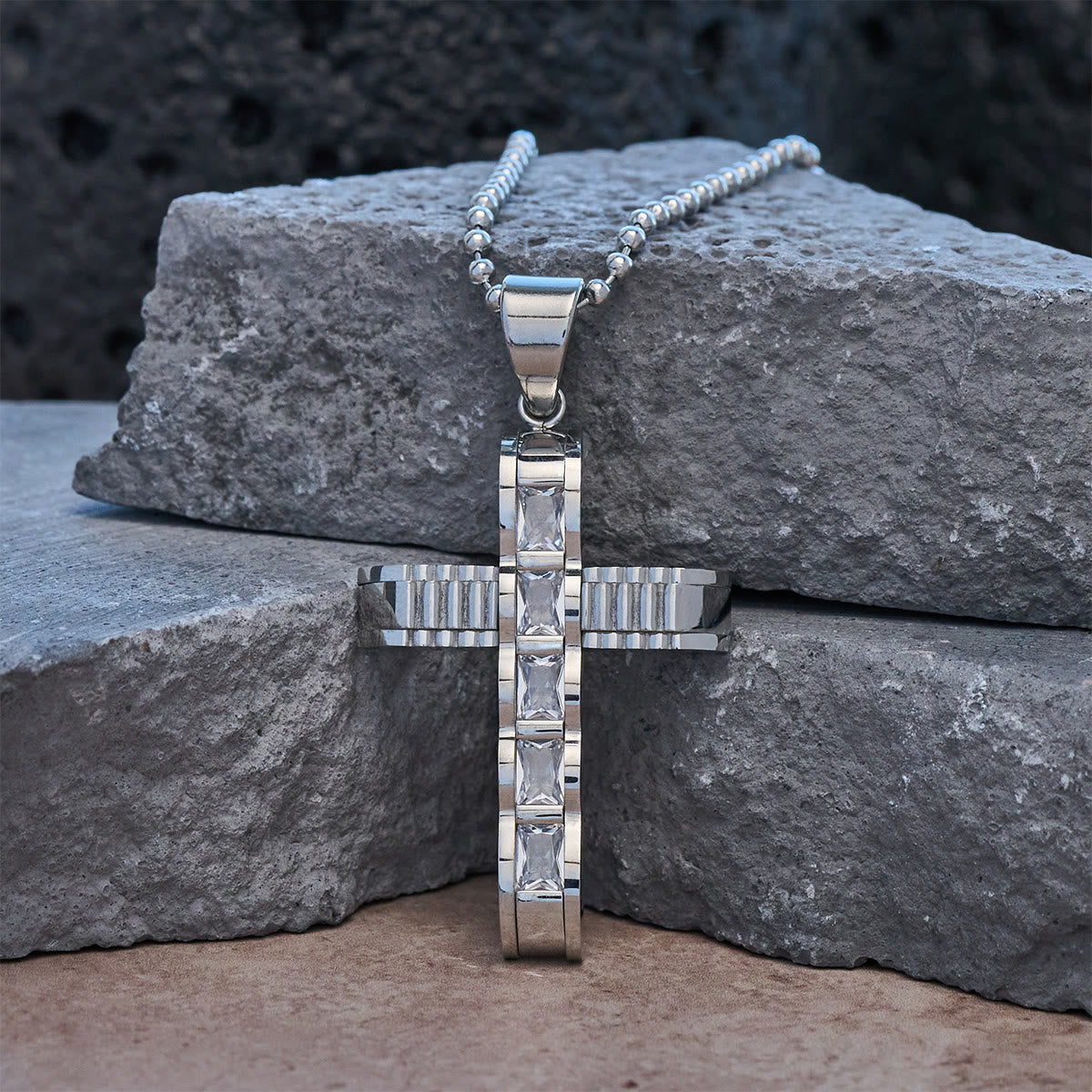 4-Color Alloy Zircon Cross Necklace