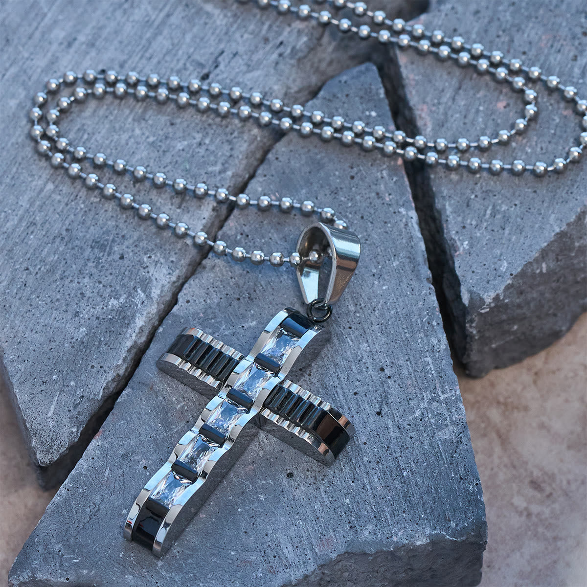 4-Color Alloy Zircon Cross Necklace