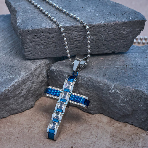 4-Color Alloy Zircon Cross Necklace