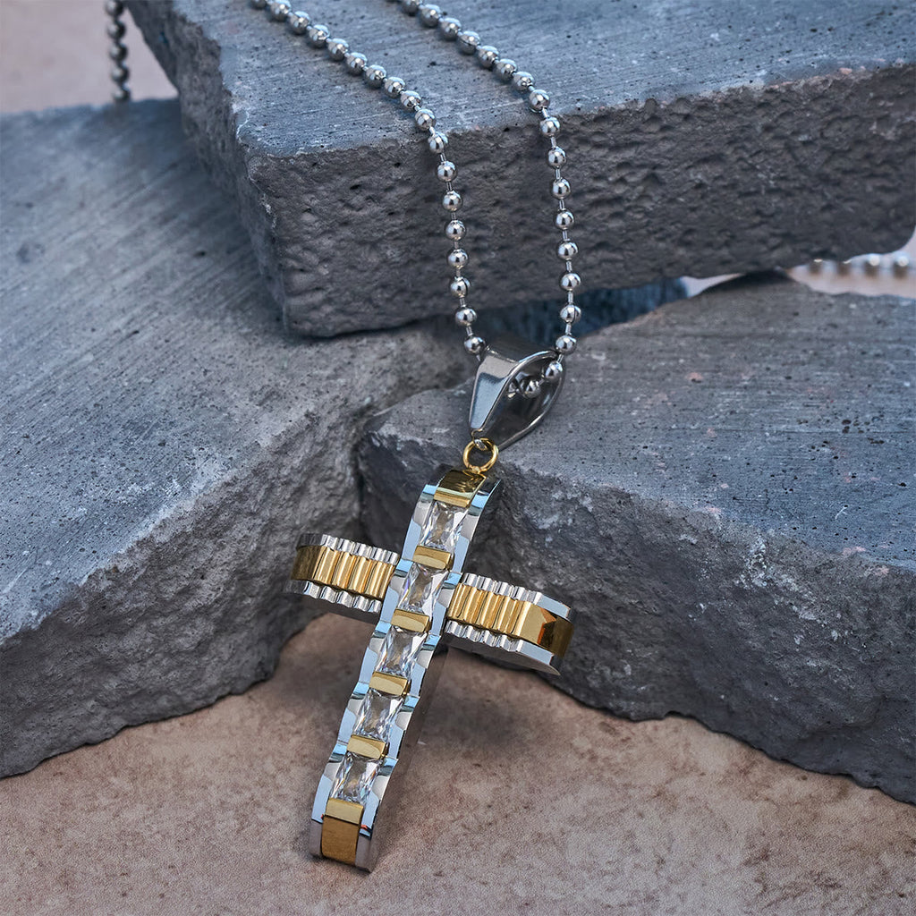 4-Color Alloy Zircon Cross Necklace