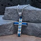4-Color Alloy Zircon Cross Necklace