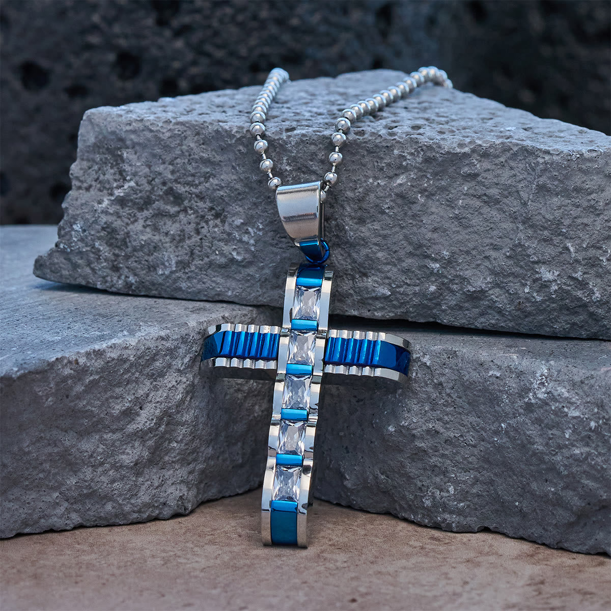 4-Color Alloy Zircon Cross Necklace