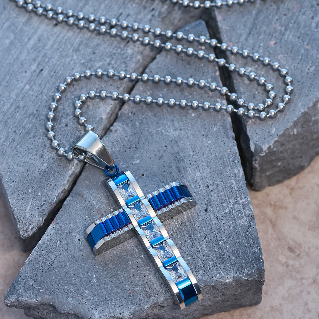 4-Color Alloy Zircon Cross Necklace