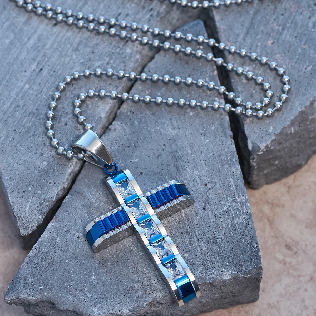 4-Color Alloy Zircon Cross Necklace