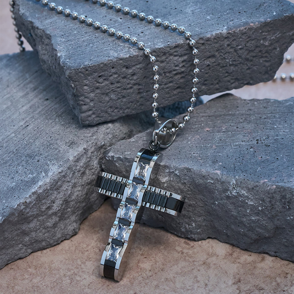 4-Color Alloy Zircon Cross Necklace
