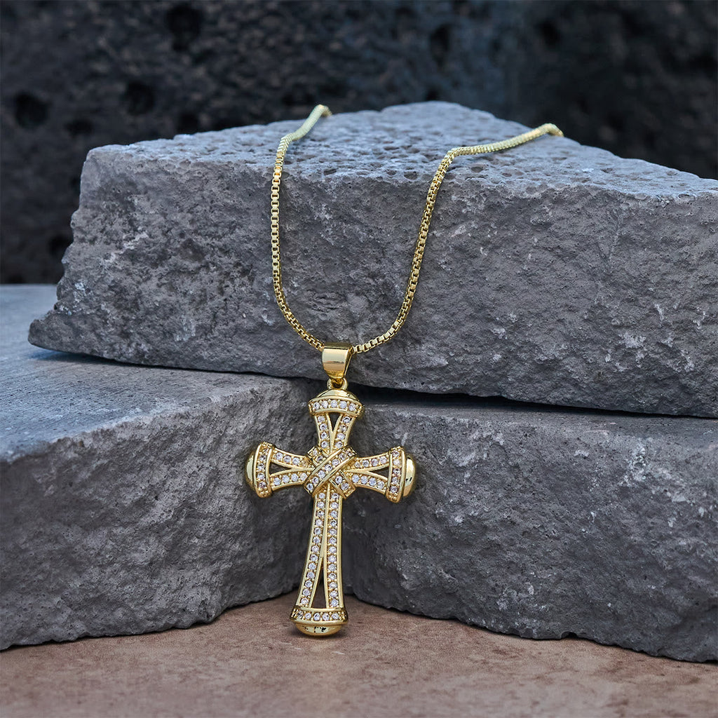 Copper Zircon Cross with Knot Necklace