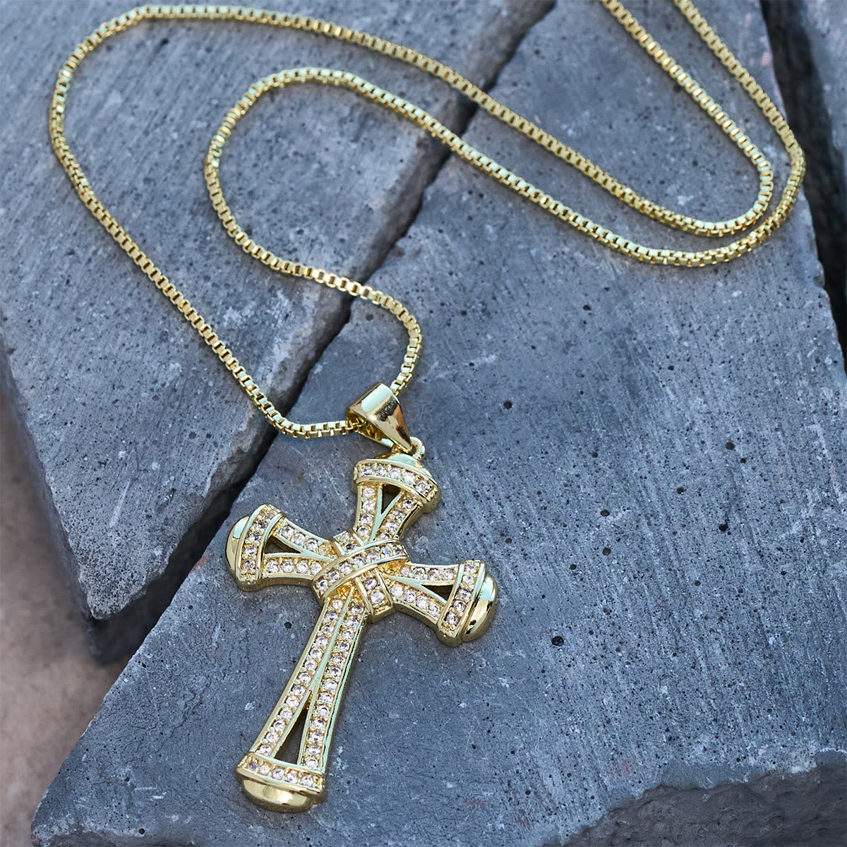 Copper Zircon Cross with Knot Necklace