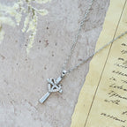 Dual-Tone Heart & Cross Necklace with Zircons