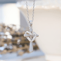 Dual-Tone Heart & Cross Necklace with Zircons