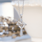 Dual-Tone Heart & Cross Necklace with Zircons