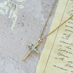 Dual-Tone Heart & Cross Necklace with Zircons