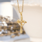 Dual-Tone Heart & Cross Necklace with Zircons