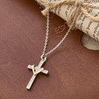 Dual-Tone Heart & Cross Necklace with Zircons