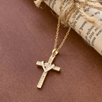 Dual-Tone Heart & Cross Necklace with Zircons