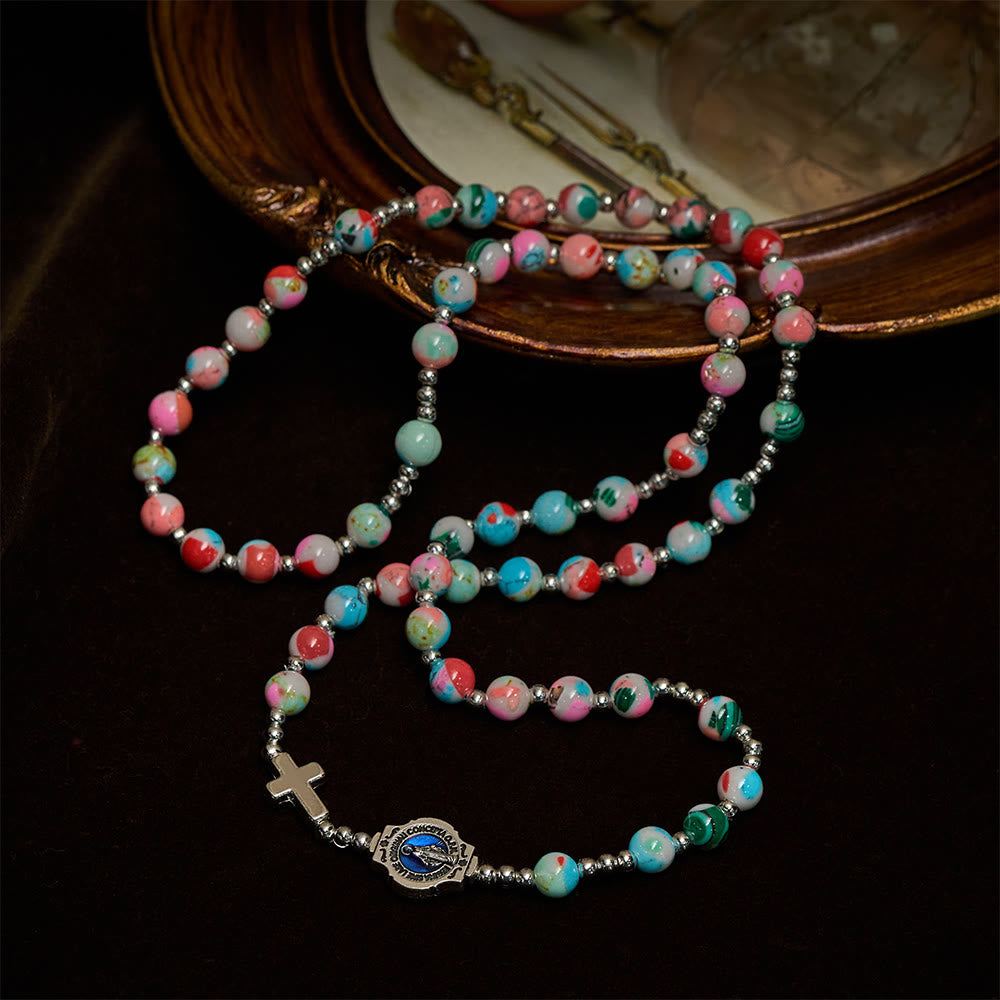 6mm Pastel UV-Glow Rosary Bracelet
