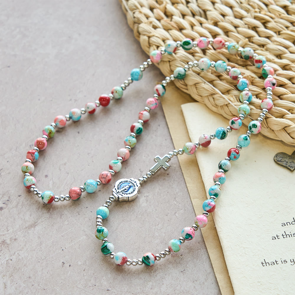 6mm Pastel UV-Glow Rosary Bracelet