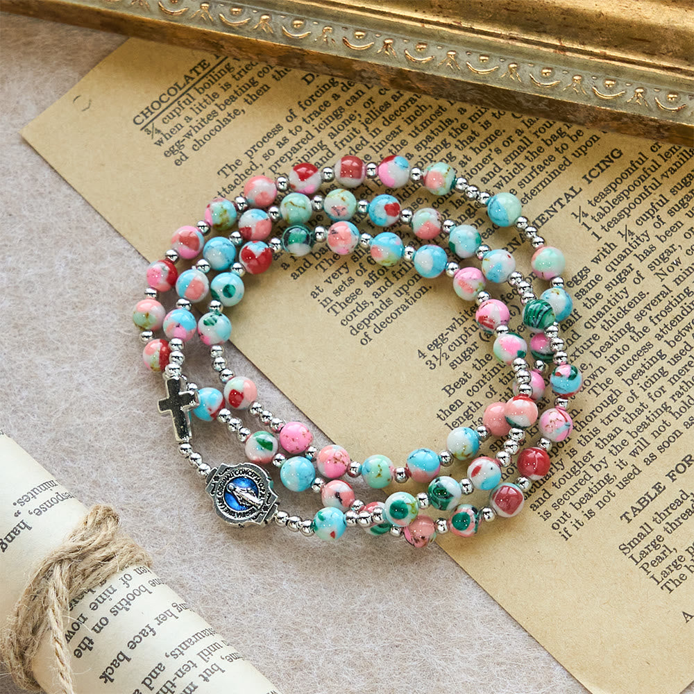 6mm Pastel UV-Glow Rosary Bracelet